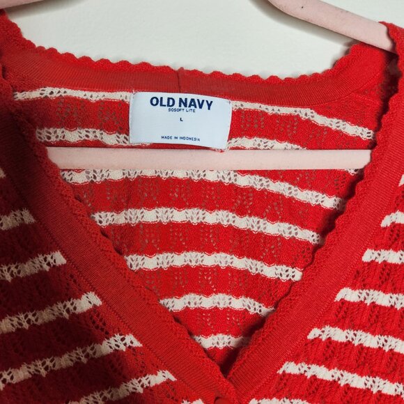 NWT Old Navy Pointelle Knit Striped Button Front Cardigan Size Large - Picture 2 of 5